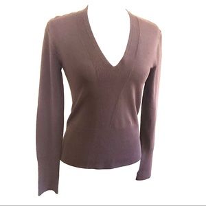 4/$25 DNKY v neck top deep plum small long sleeves